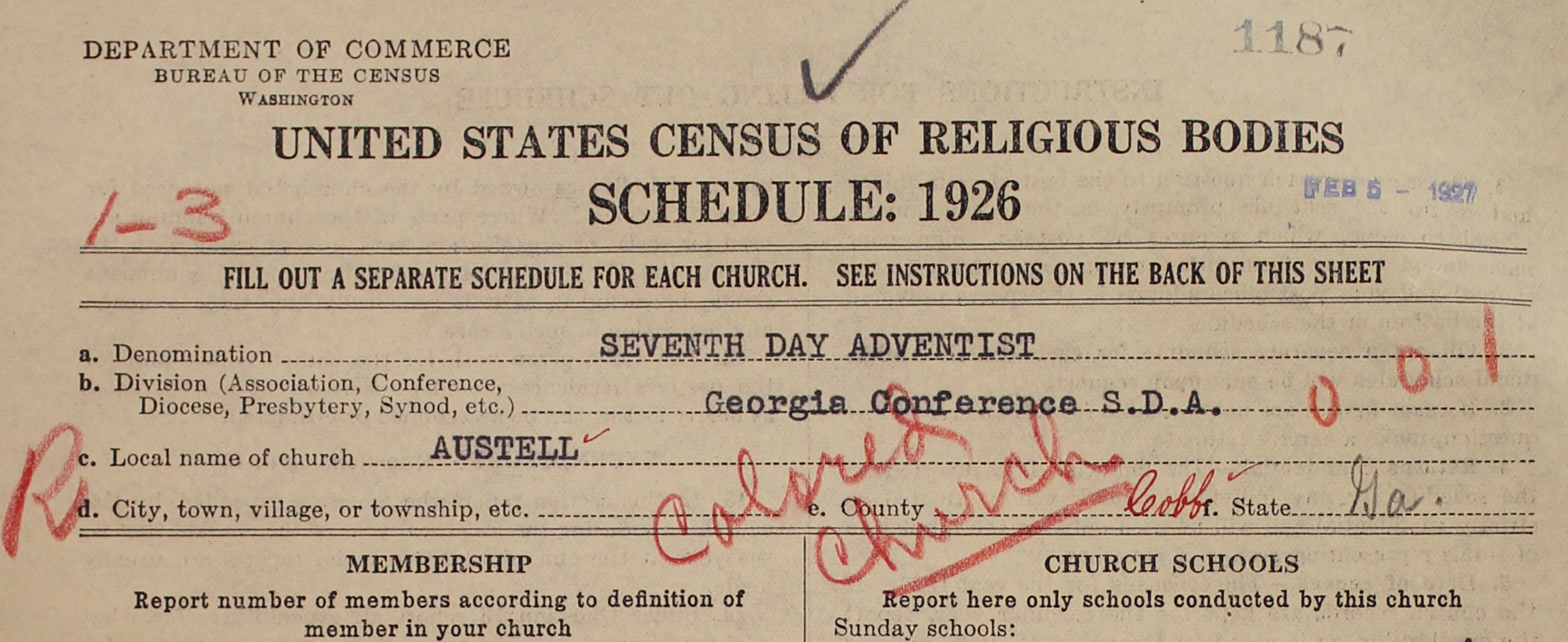 A schedule from a Seventh-day Adventist church in Georgia.